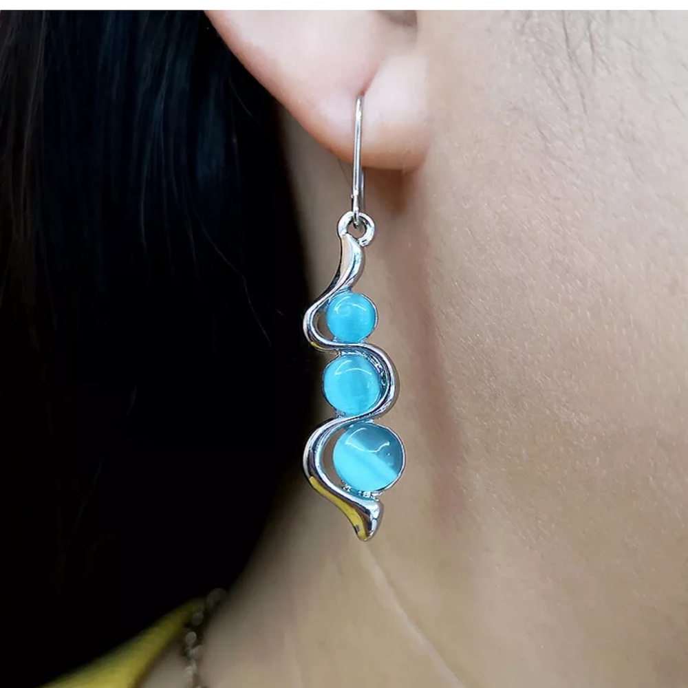 Gorgeous 925 Silver Drop Earrings women Moonstone - Picture 1 of 4